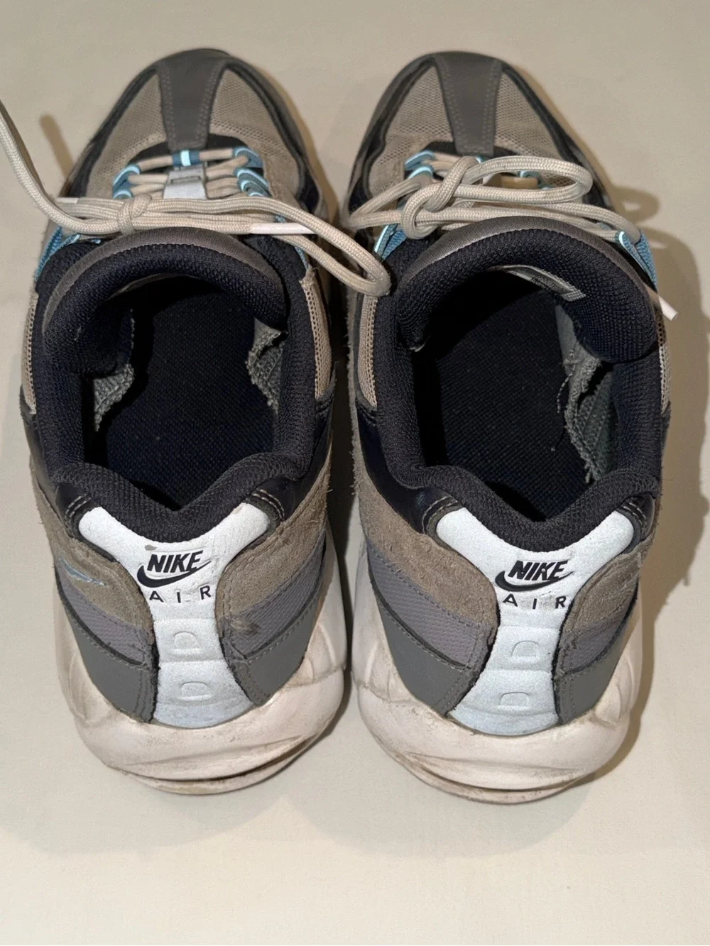 Nike Air Max 95 Men's Grey Sneakers with Light Blue Accents Size 13